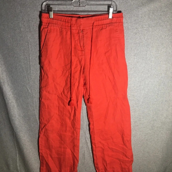 LOFT Pants - Womens Loft Trousers Red Spring Summer Lagenlook Linen Work Office Career Casual